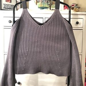 Gray Sweater w/ Leather Straps and Bell sleeves